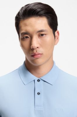 Polo de punto de piqu&eacute; de algod&oacute;n con detalle de logo, Azul oscuro