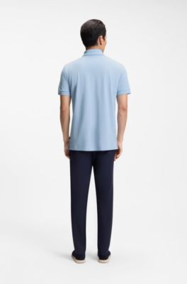 Polo de punto de piqu&eacute; de algod&oacute;n con detalle de logo, Azul oscuro