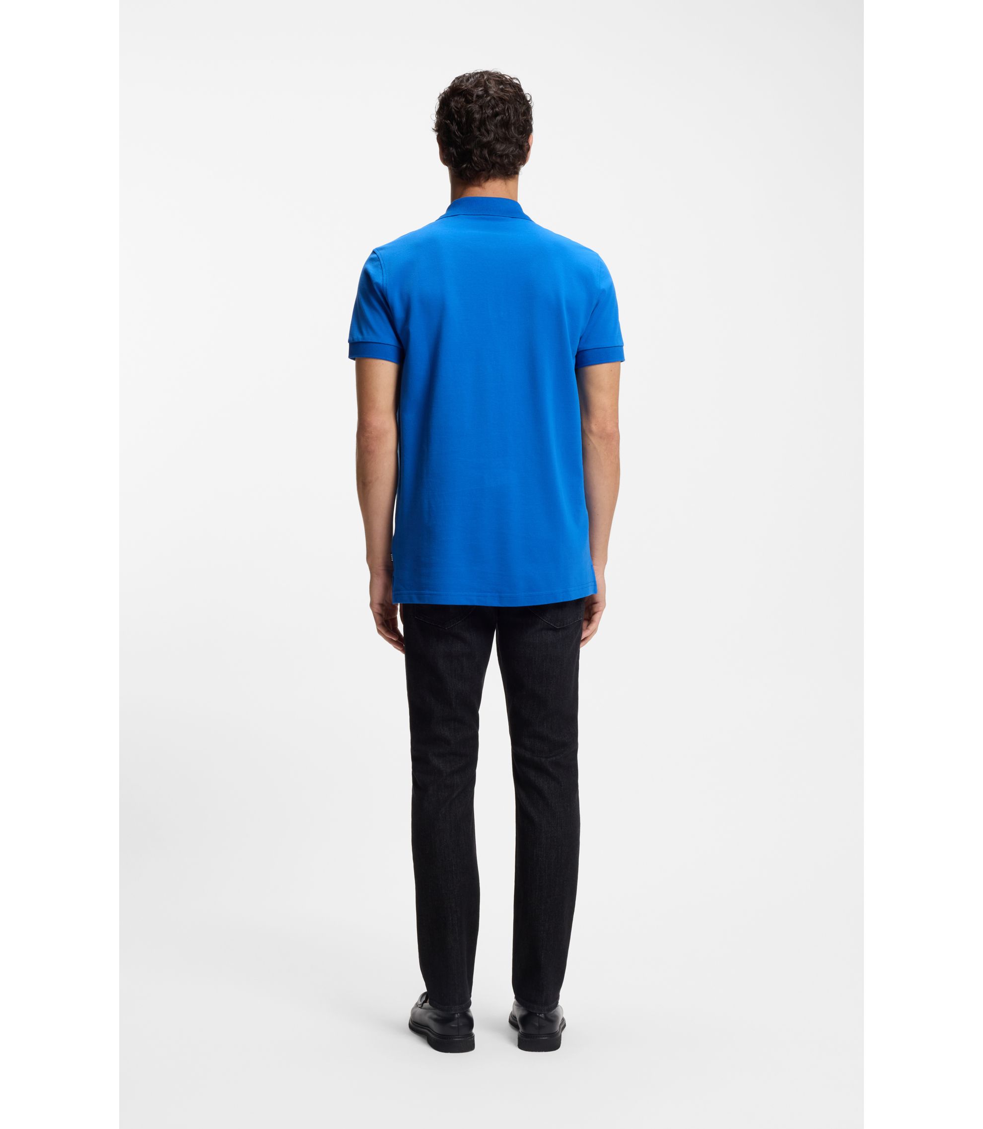 BOSS - Logo-detail polo shirt in cotton piqué - Blue