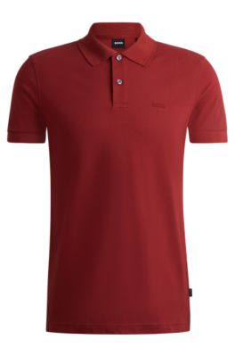 Logo-detail polo shirt in cotton piqu&eacute;, Dark Red