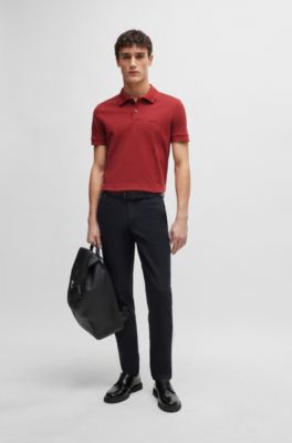 Logo-detail polo shirt in cotton piqu&eacute;, Dark Red