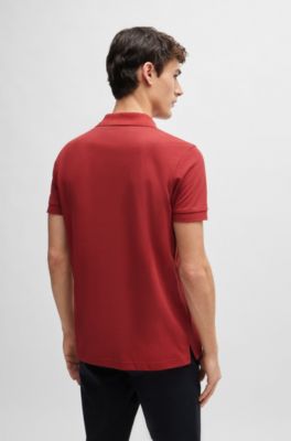 Logo-detail polo shirt in cotton piqu&eacute;, Dark Red
