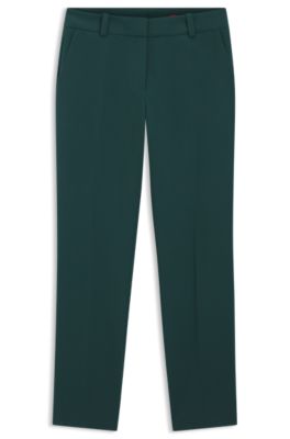 Pantalones slim fit con aberturas en los dobladillos , Verde oscuro