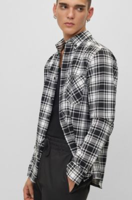 HUGO - Relaxed-fit Shirt In Checked Cotton Flannel