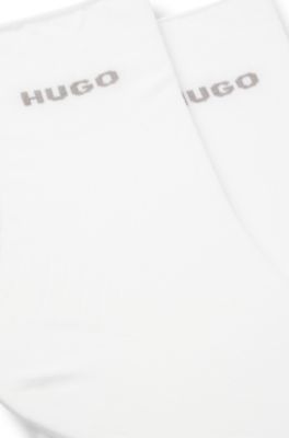 Two-pack of quarter-length socks with logo details, White