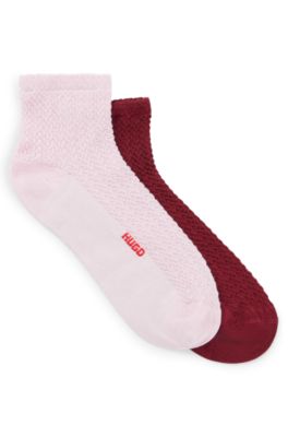 Two-pack of quarter-length socks with logo details, light pink