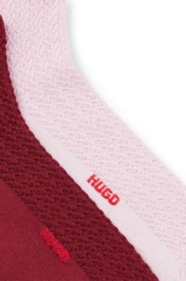 Two-pack of quarter-length socks with logo details, light pink