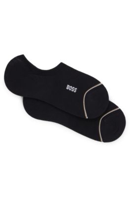 Two-pack of invisible socks with logo and stripe, Black
