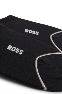 Two-pack of invisible socks with logo and stripe, Black