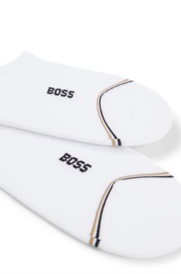 Two-pack of invisible socks with logo and stripe, White