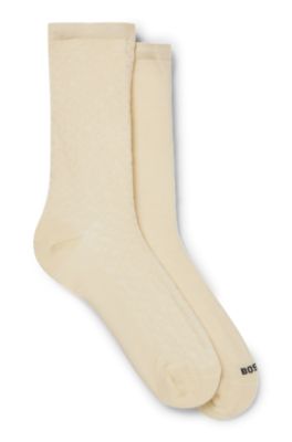 Hugo Boss Two-pack Of Regular-length Socks In Stretch Cotton In Neutral