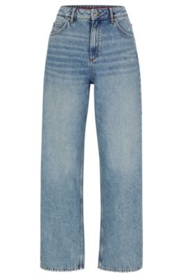 Hugo Relaxed-fit Jeans In Blue Rigid Denim In Light Blue