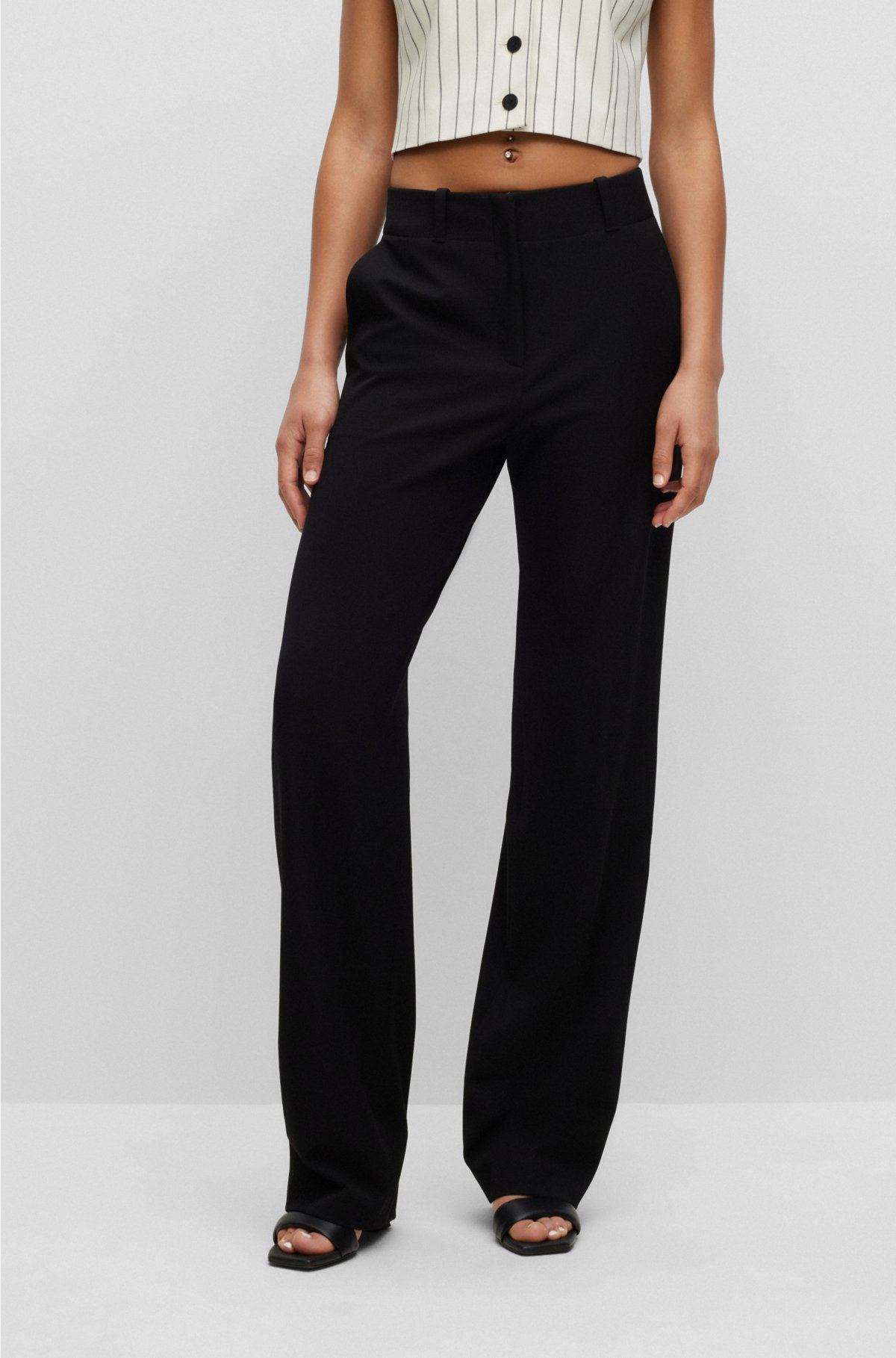 - High-waisted leg a with HUGO wide regular-fit trousers