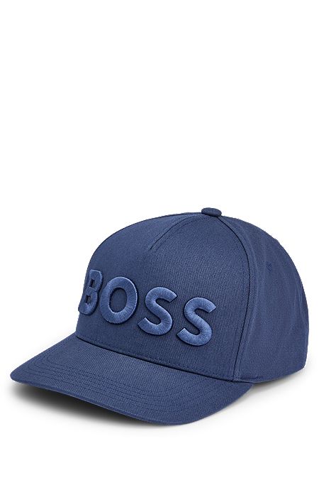 Cotton-twill five-panel cap with embroidered logo, Dark Blue