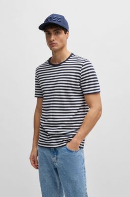 Gorra de cinco paneles en sarga de algod&oacute;n con logo bordado, Azul oscuro