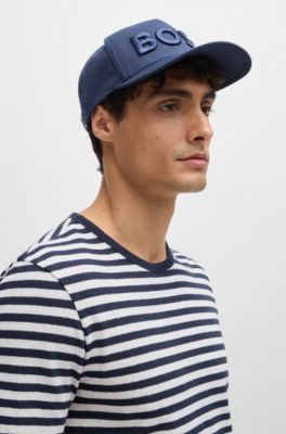 Gorra de cinco paneles en sarga de algod&oacute;n con logo bordado, Azul oscuro