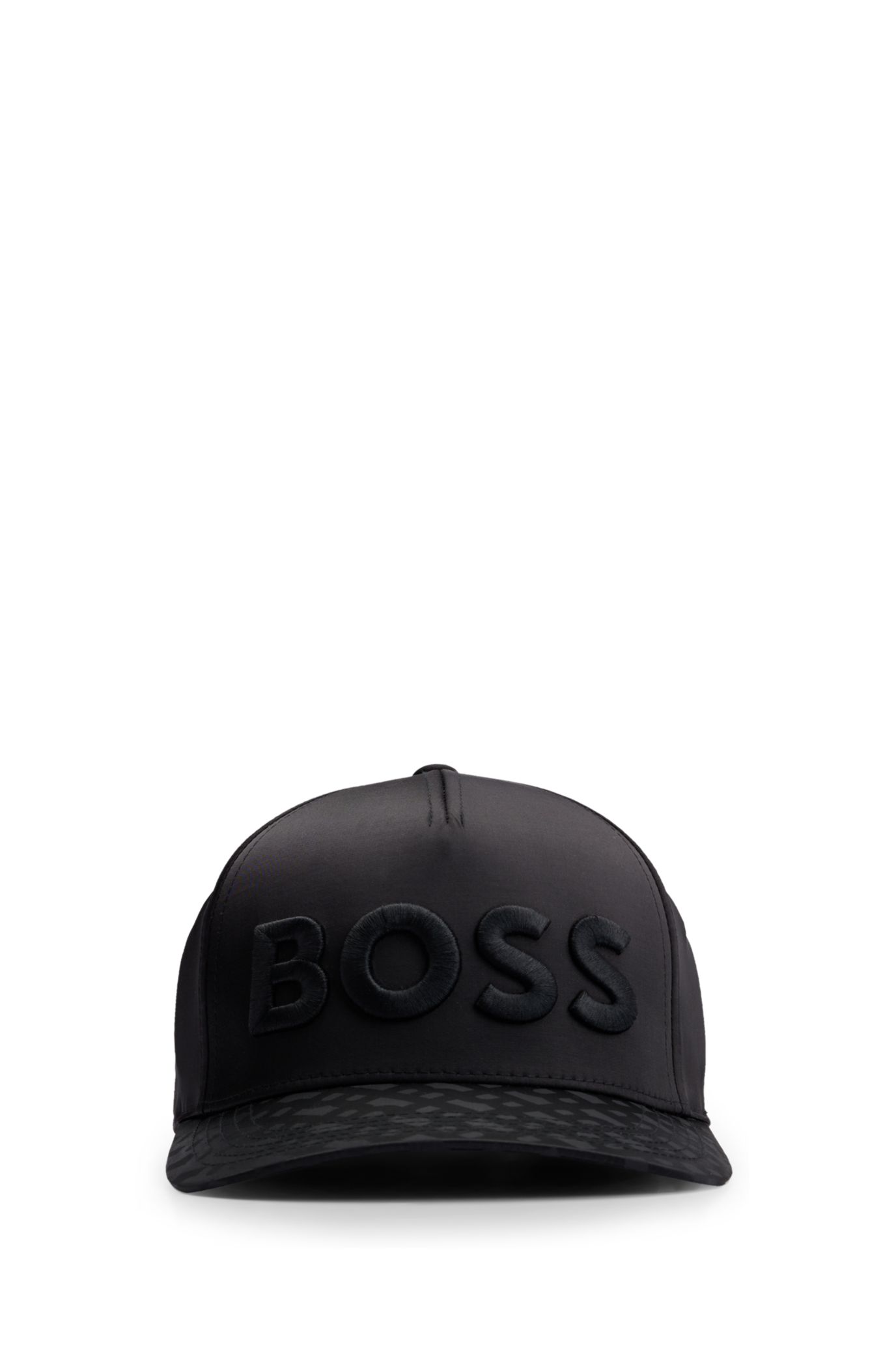 BOSS - jacquard monogram in cap with Logo-embroidered satin