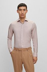 Slim-fit shirt in cotton dobby, Red