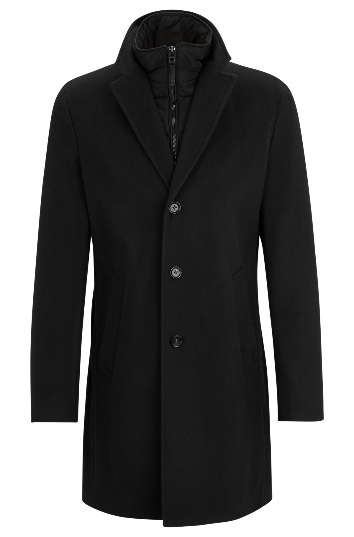 Wool-blend coat with zip-up inner, Dark Blue