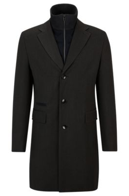 BOSS - Water-repellent hooded coat in a wool blend