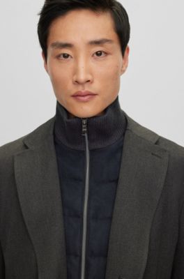 BOSS - Water-repellent wool-blend coat with zip-up inner