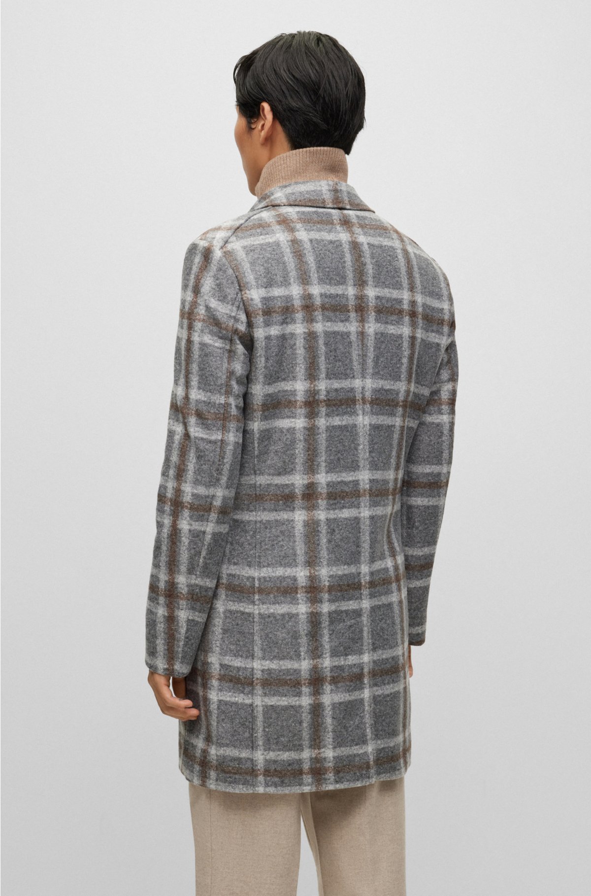 Slim-fit coat with zip-up inner, Grey