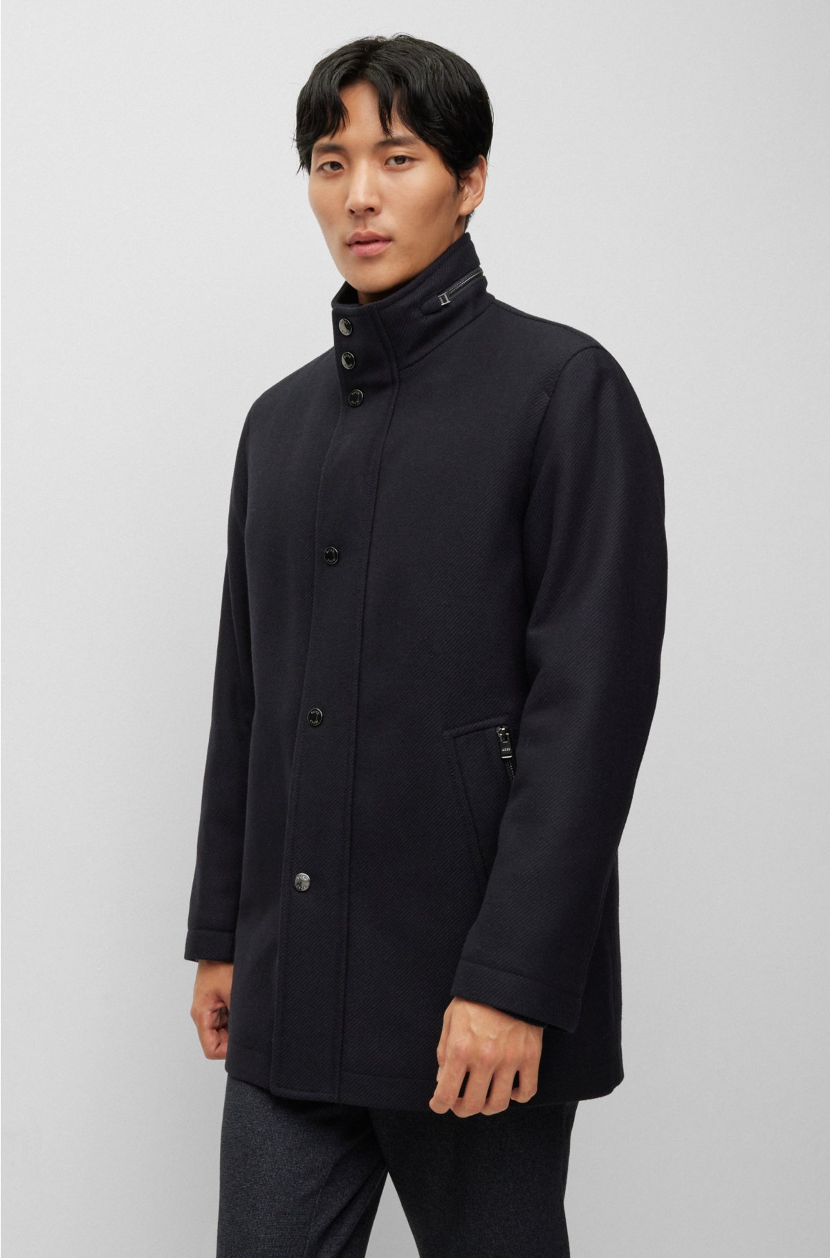 Relaxed-fit coat in a melange wool blend