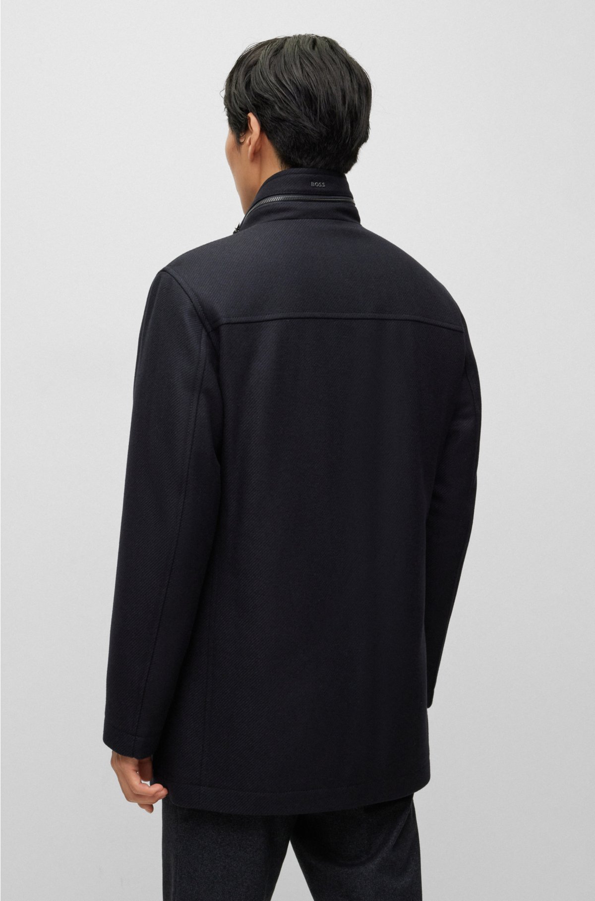 BOSS - Relaxed-fit coat in a melange wool blend