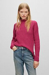 Mock-neck sweater in a wool blend, Pink
