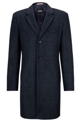 BOSS - Slim-fit formal coat in patterned jersey