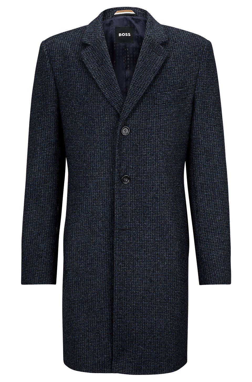 BOSS - Slim-fit formal coat in patterned jersey