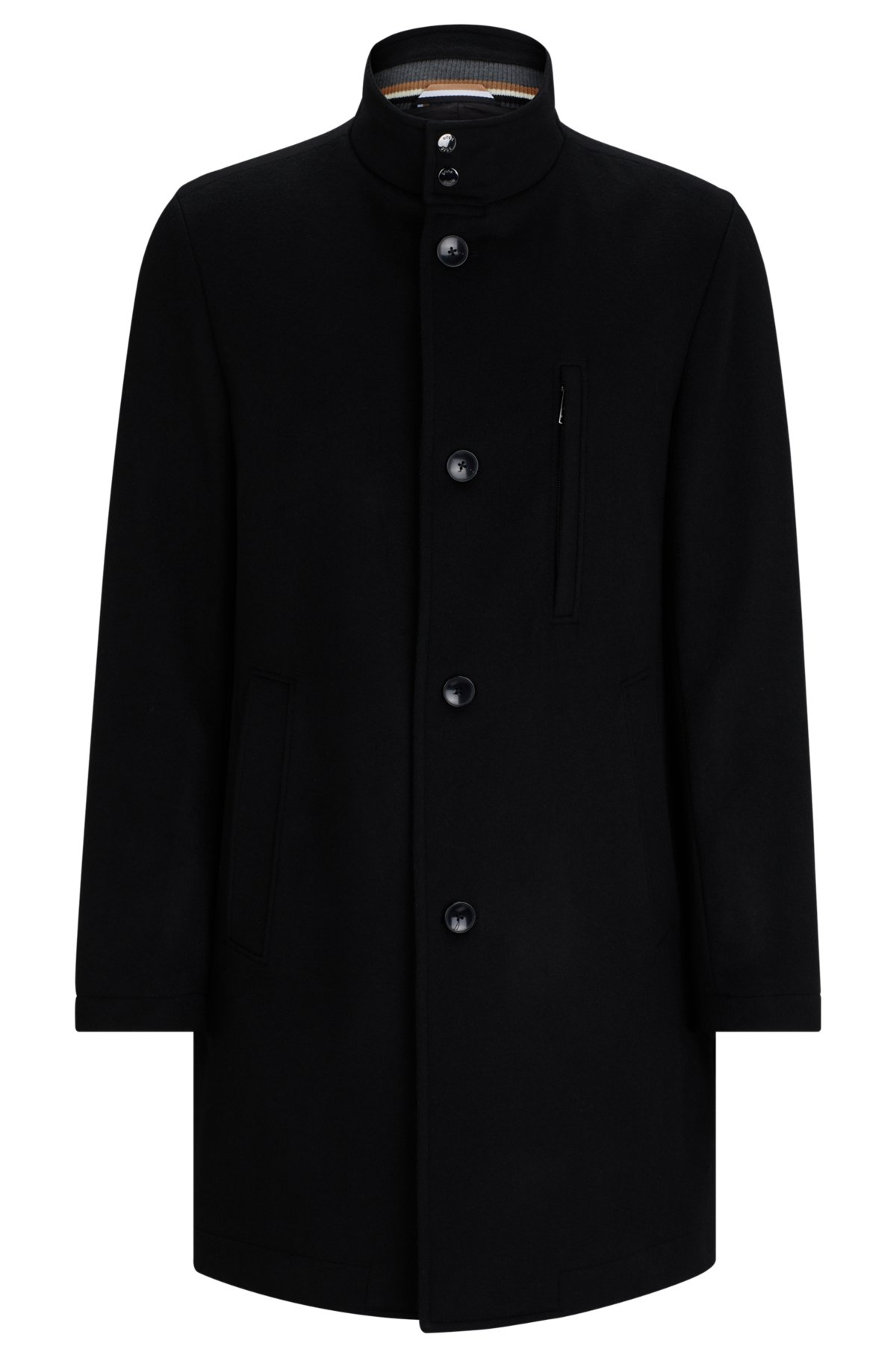 Slim-fit formal coat in virgin wool and cashmere , Black