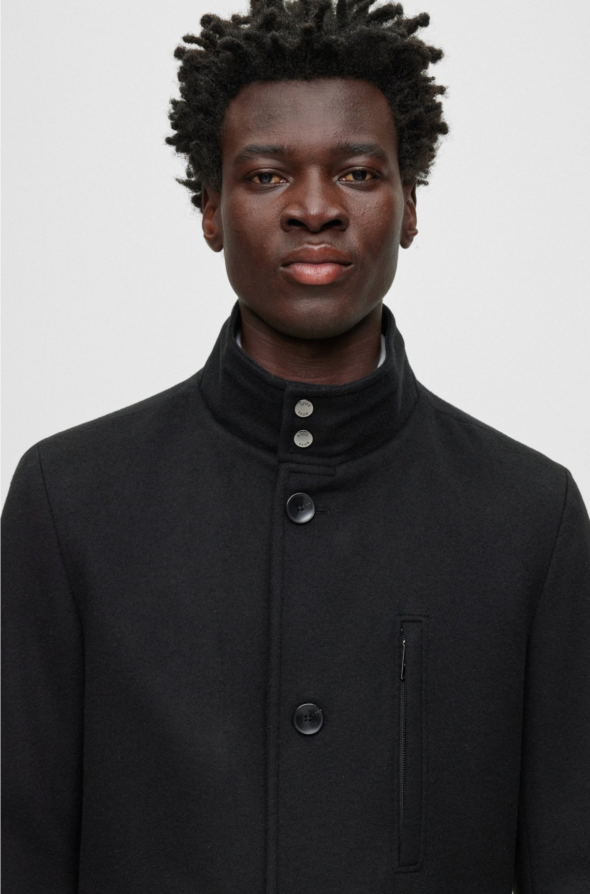 Slim-fit formal coat in virgin wool and cashmere , Black