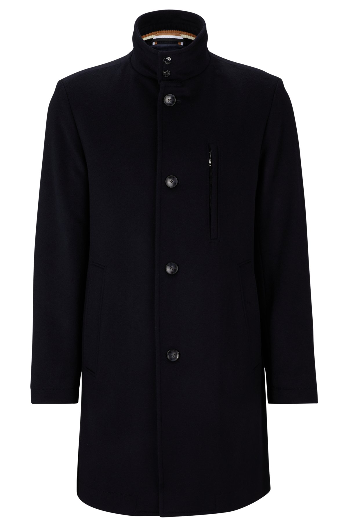 Slim-fit formal coat in virgin wool and cashmere , Dark Blue