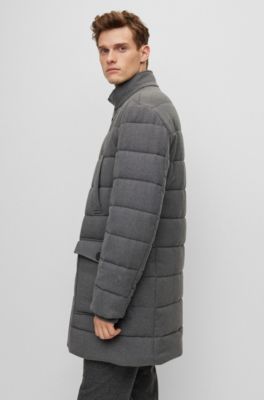 Regular-fit padded coat a stretch wool blend