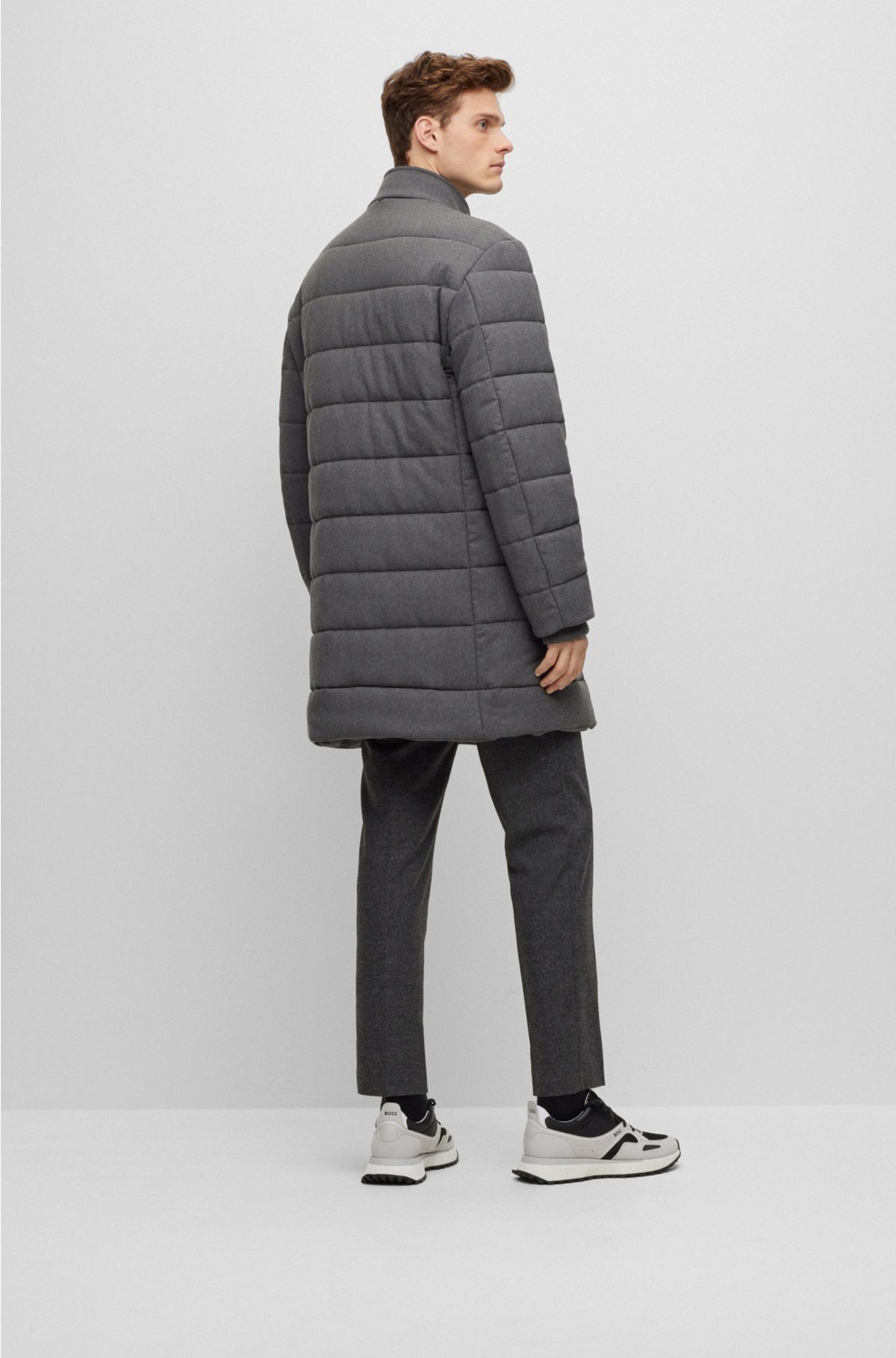 Louis Vuitton 2019 Contrast Monogram Shearling Overcoat - Grey