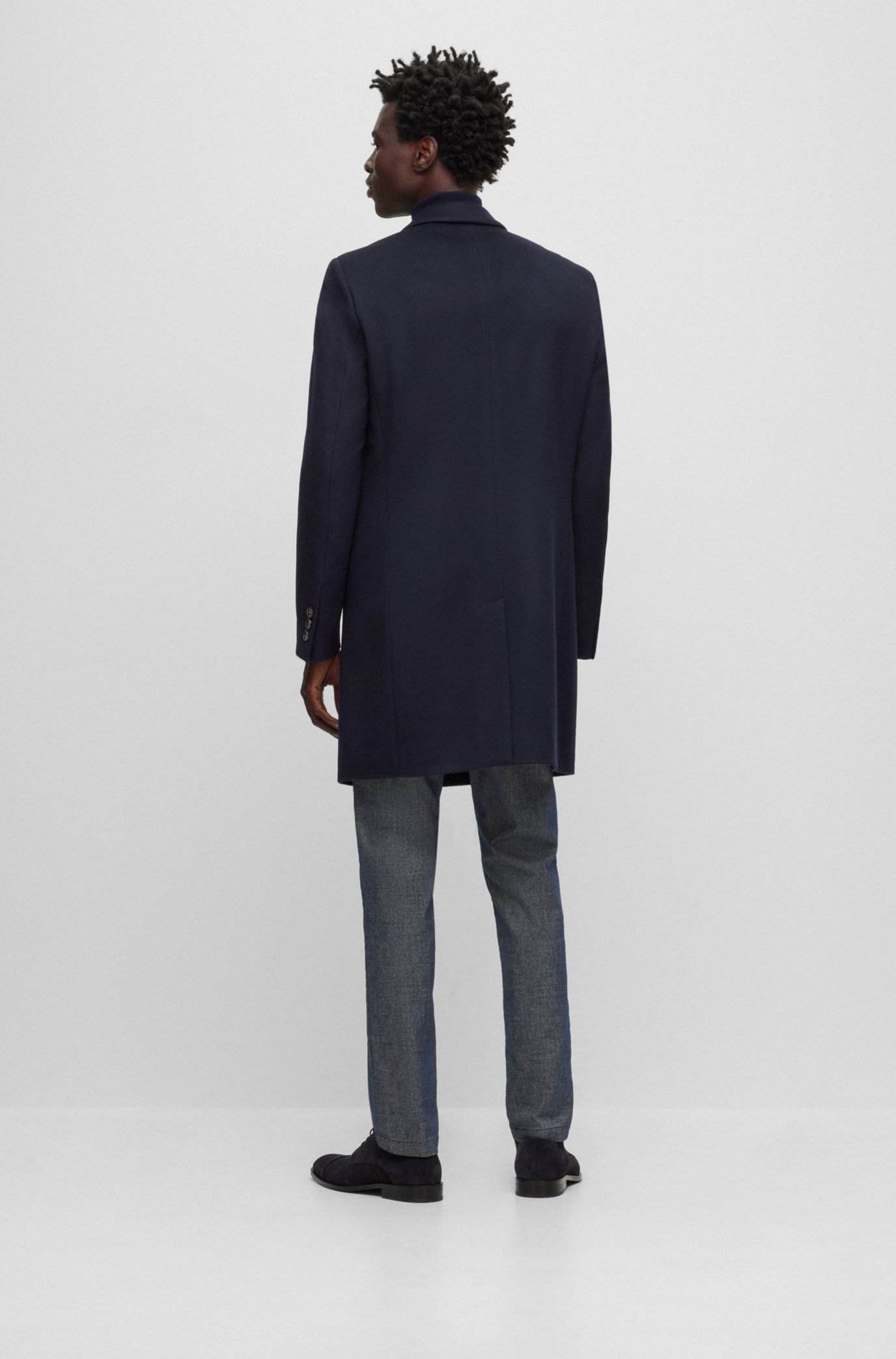 BOSS Slim fit coat in virgin wool and cashmere