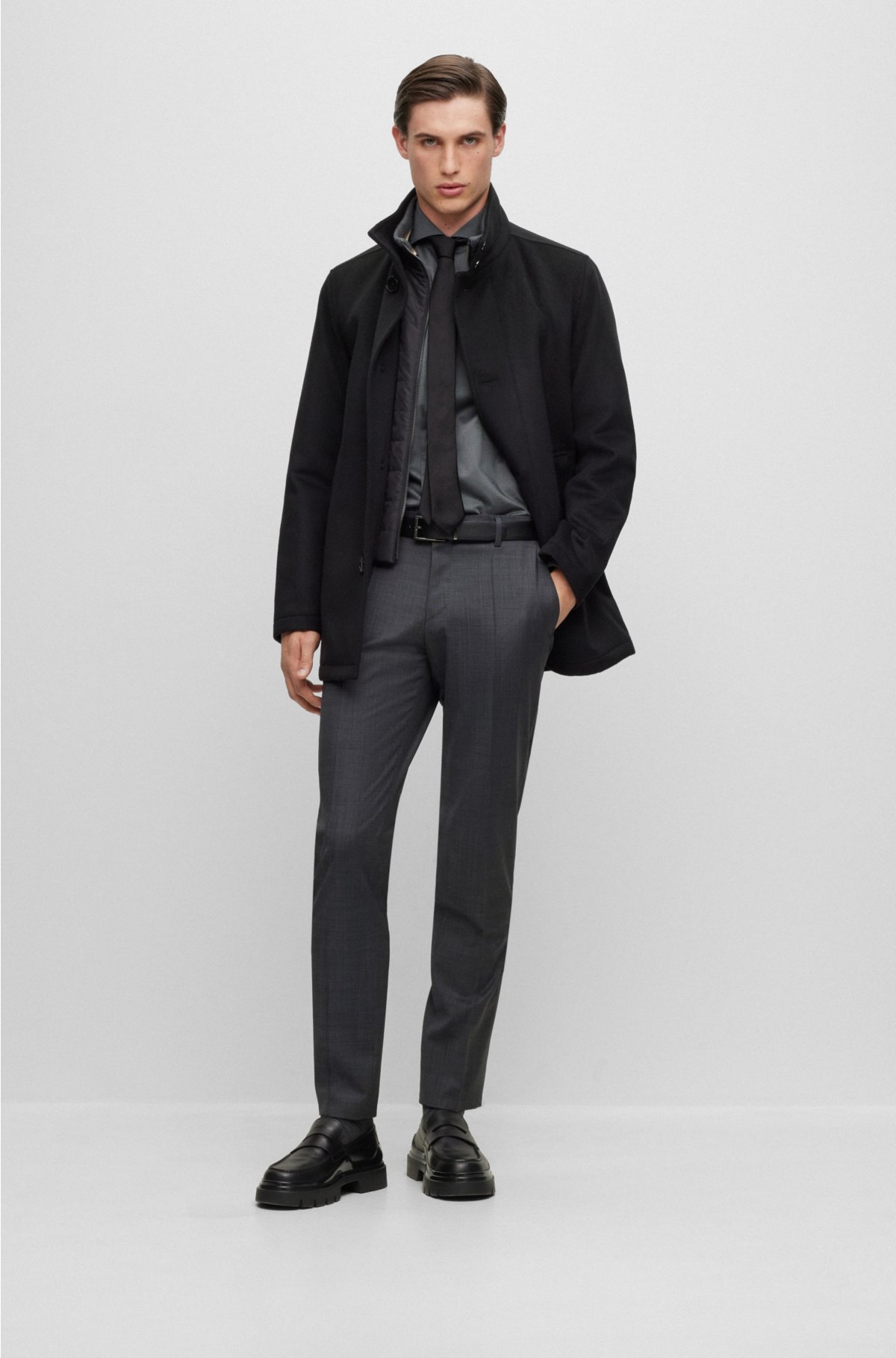 BOSS - Relaxed-fit coat in virgin wool and cashmere