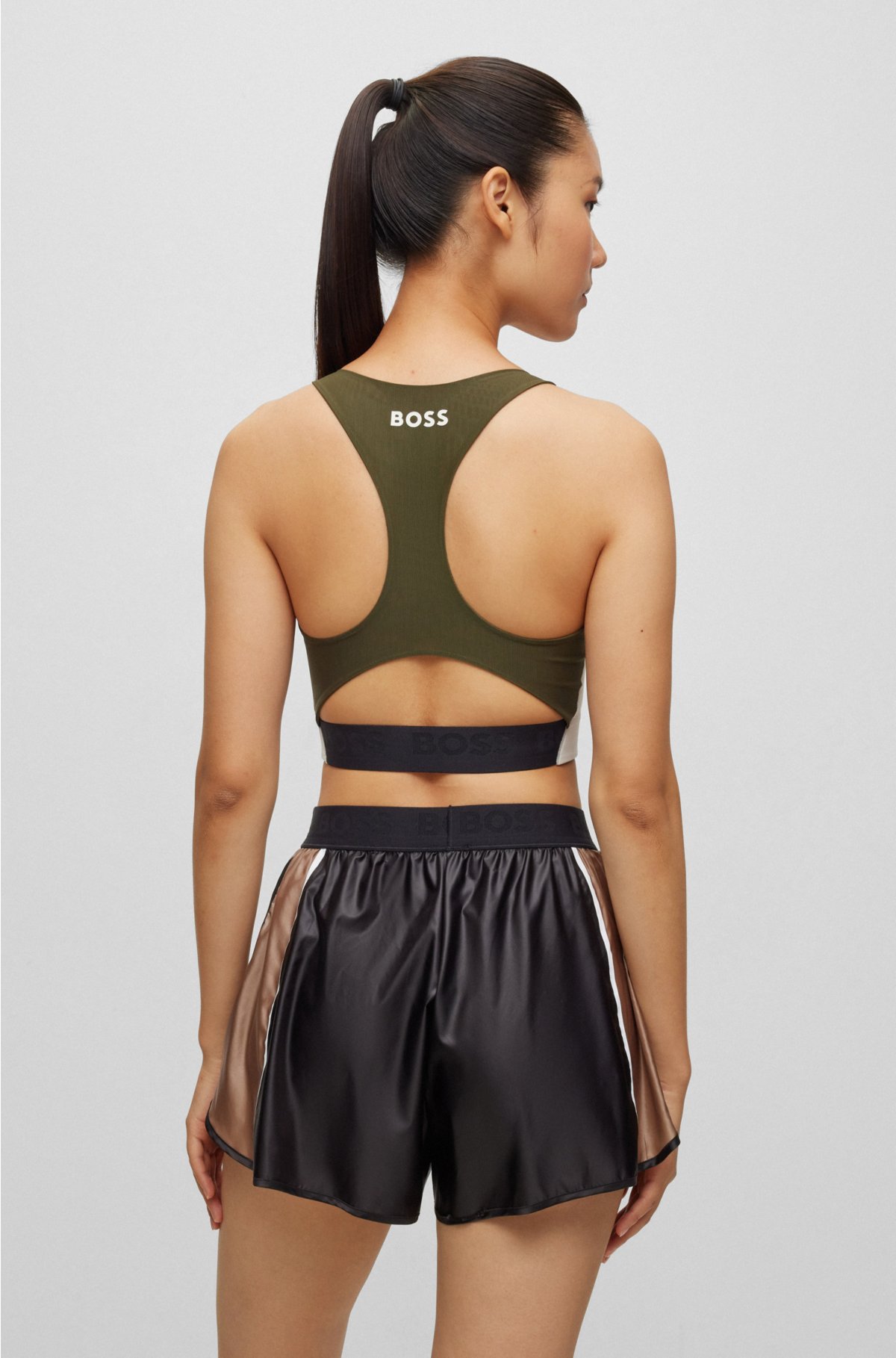 BOSS - BOSS x Alica Schmidt logo sports bra with color-blocking