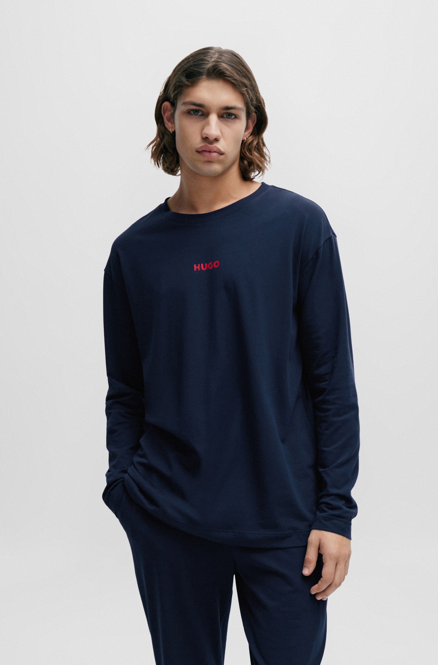 Camiseta de pijama relaxed fit algodón elástico con logo