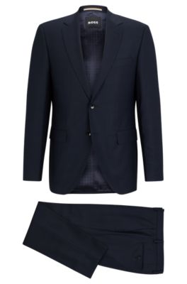 BOSS - Regular-fit suit in checked virgin wool