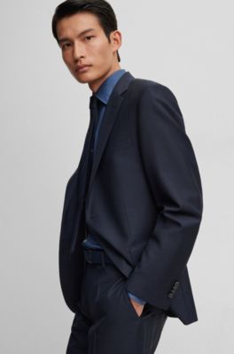 BOSS Costume Regular Fit en laine vierge à carreaux