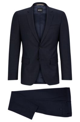 BOSS - Slim-fit suit in checked stretch wool