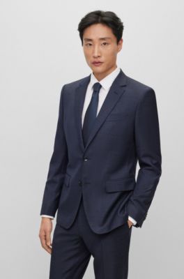 HUGO BOSS Mens Blue Flat Front, Extra Slim Fit Wool Blend Suit Separate main image 1