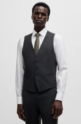 Traje slim fit en mezcla de lana con microestampado, Negro