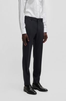 Traje slim fit en mezcla de lana con microestampado, Negro