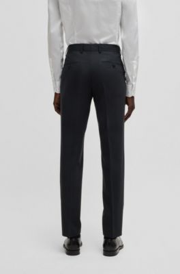 Traje slim fit en mezcla de lana con microestampado, Negro