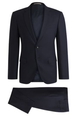 Hugo Boss Boss Notched Lapel Padded Shoulder Jacket With Eyelet Design In Dark Blue