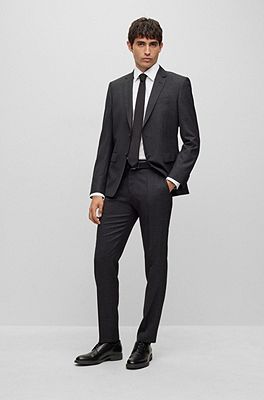 BOSS - Slim-fit suit in virgin wool with signature lining