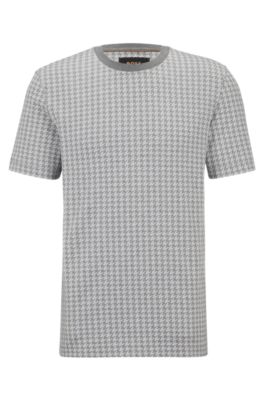 BOSS - Micro-patterned-jacquard T-shirt in cotton and silk